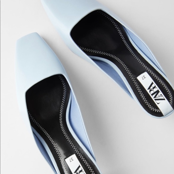 Zara Square Toe Mid-Height Heel Mules - Picture 4 of 5